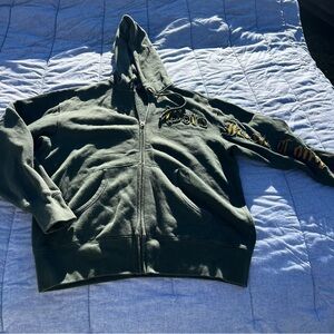 Vintage Polo Jeans Co. by Ralph Lauren Dark Green/Yellow Full Zip Hoodie Size S